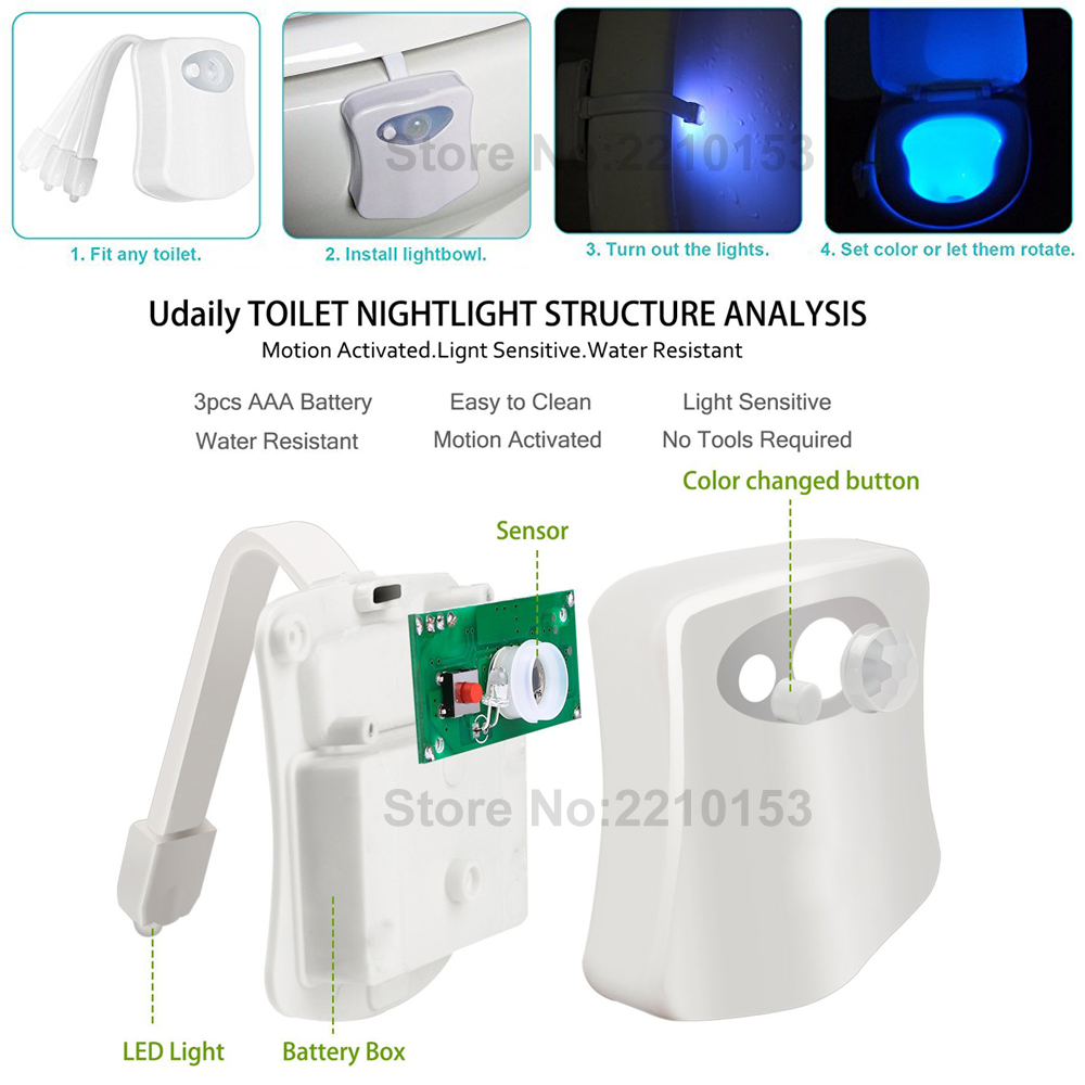 Toilet Night Light 8 Color Changing Toilet Body Sensor Lights LED Motion Activated Smart Toilet Seat for Bathroom Night Lights