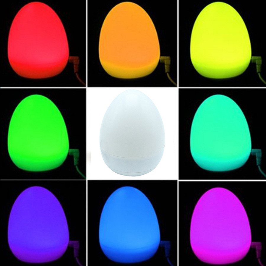 7 Color Waterproof Egg Shaped Novelty LED Night Light USB Rechargeable Bedside Table lamp 80X100MM kid Baby Sleeping Night light