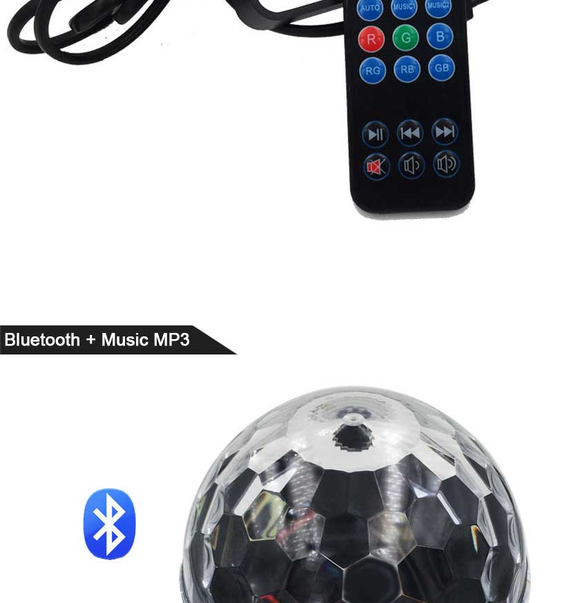  EU US Plug DISCO BALL PARTY LIGHTS Bluetooth Remote Control Mini Stage Effect Light Crystal Decor Lamp with MP3 Music Player (5)