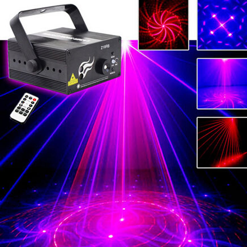 Red Blue LED Disco Light Stage Lighting Effect 18 Patterns Club Bar DJ