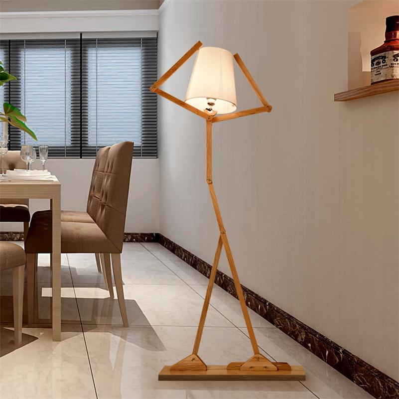 Nordic Creative Wooden Floor Lamps E27 Log Fabric Stand Light Nordic Creative Wooden Floor Lamps E27