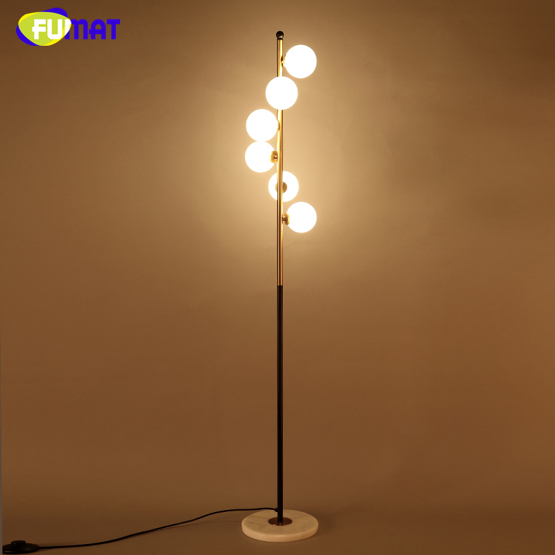 Fumat Indoor Lighting Art Deco Spiral Glass Ball Floor Lamp White