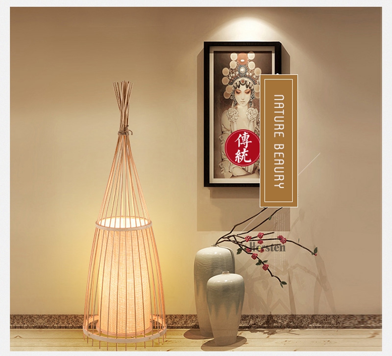 Japanese Style Creative Wooden Bamboo Floor Lamps Art Deco Stand Light Living Room Bedroom Bedside Floor Lights H91cm E27  (1)