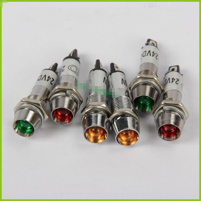 20Pcs 8mm 24VDC LED Metal Indicator Signal Light Lamp Red x 10 Green x 10