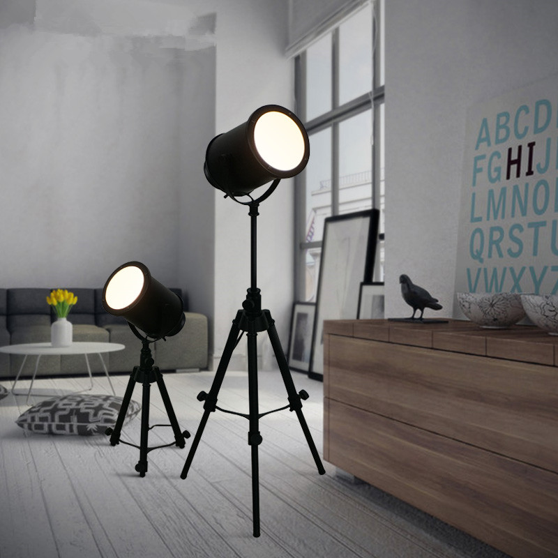 Standing Lamps For Living Room Floor Lamp Kids Long Stand Vintage Loft Black Tripod Floor Lamp For Living Room Retro Free Lifting Standing Bedside