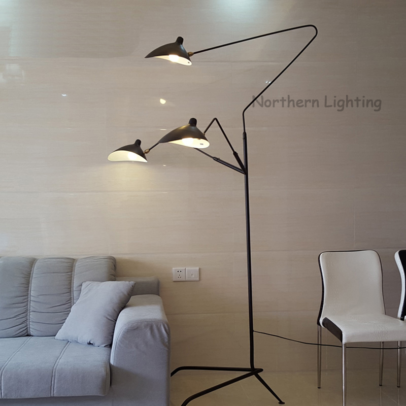Modern Creative Iron Serge Mouille Three Arms Floor Lamp Loft