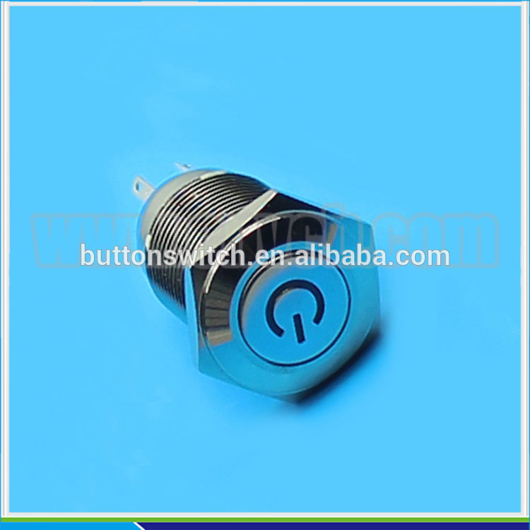 IN18 stainless steel Diameter 16mm LED Blue color Waterproof round push button power logo indicator