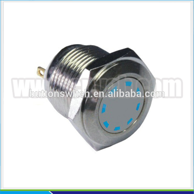 IN16 Wenzhou waterproof copper plated chrome 16mm vandal proof 12VDC multipoint indicator led