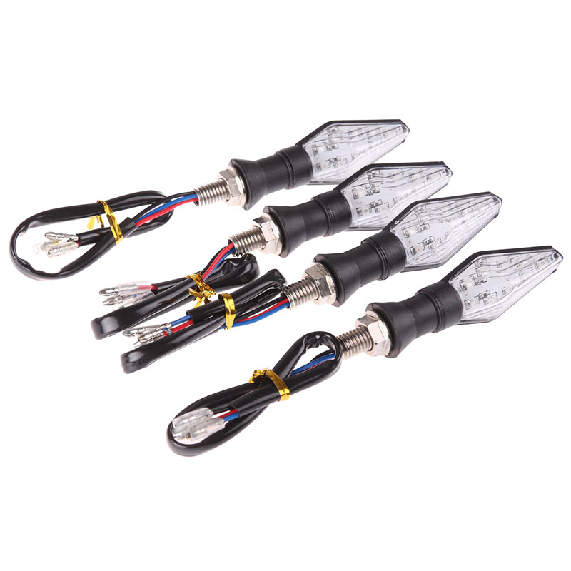 4pcs Universal 12LED Motorcycle Turn Signal Indicator Light Blinker Amber+Blue