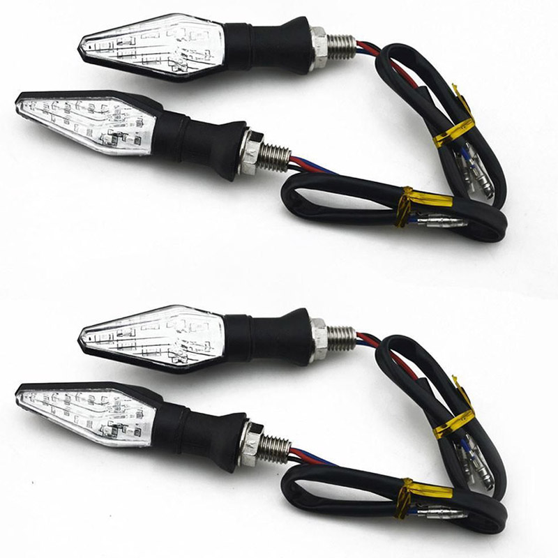 4pcs Universal 12LED Motorcycle Turn Signal Indicator Light Blinker Amber+Blue