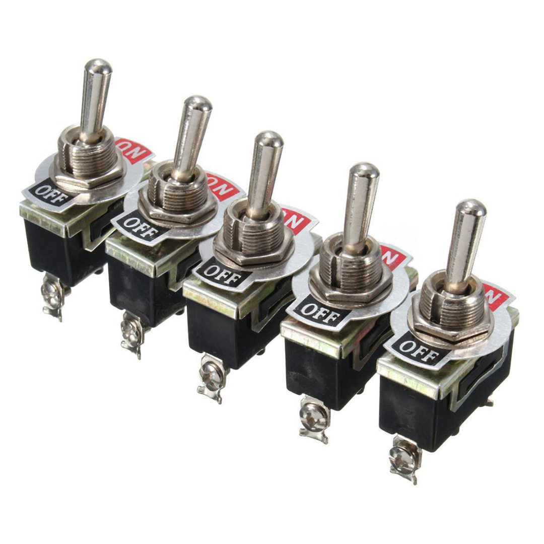 5pcs/Lot Heavy Duty 2 Pin ON/OFF Rocker Toggle Switches Mayitr Waterproof Boot Metal SPST Connector Switch 250V 15A