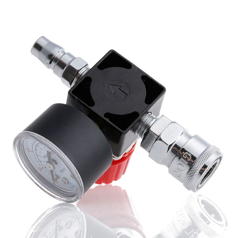 1pc Air Compressor Valve 1/4" 180PSI Air Compressor Regulator Pressure Switch Control Valve with Gauges