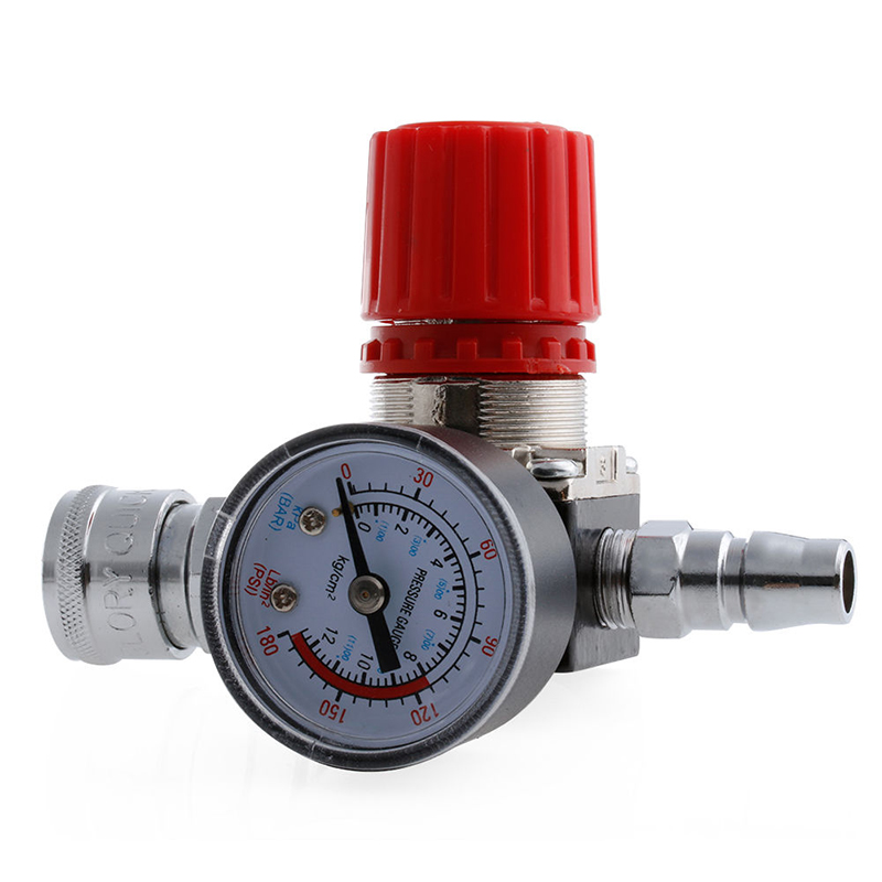 1pc Air Compressor Valve 1/4" 180PSI Air Compressor Regulator Pressure Switch Control Valve with Gauges