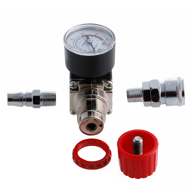 1pc Air Compressor Valve 1/4" 180PSI Air Compressor Regulator Pressure Switch Control Valve with Gauges