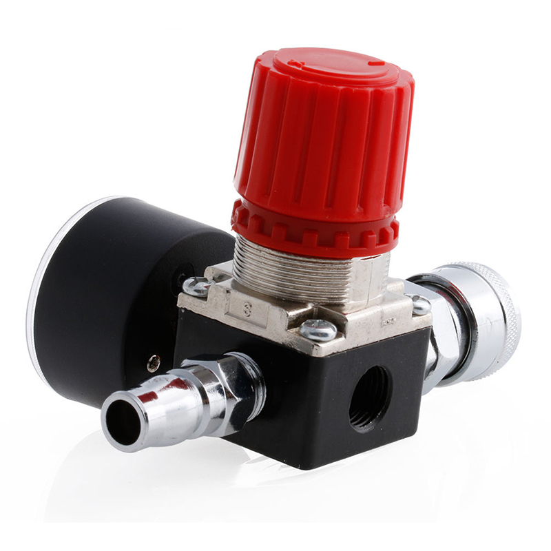 1pc Air Compressor Valve 1/4" 180PSI Air Compressor Regulator Pressure Switch Control Valve with Gauges