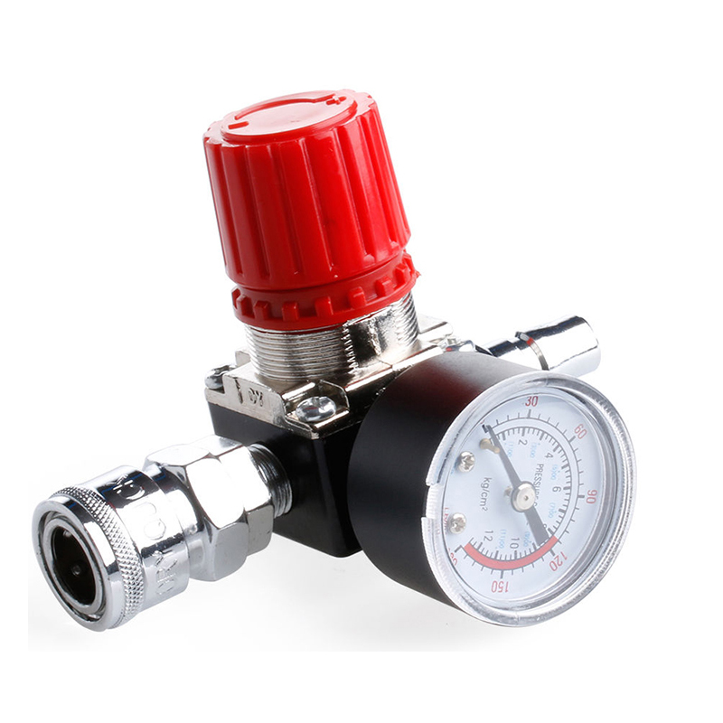 1pc Air Compressor Valve 1/4" 180PSI Air Compressor Regulator Pressure Switch Control Valve with Gauges