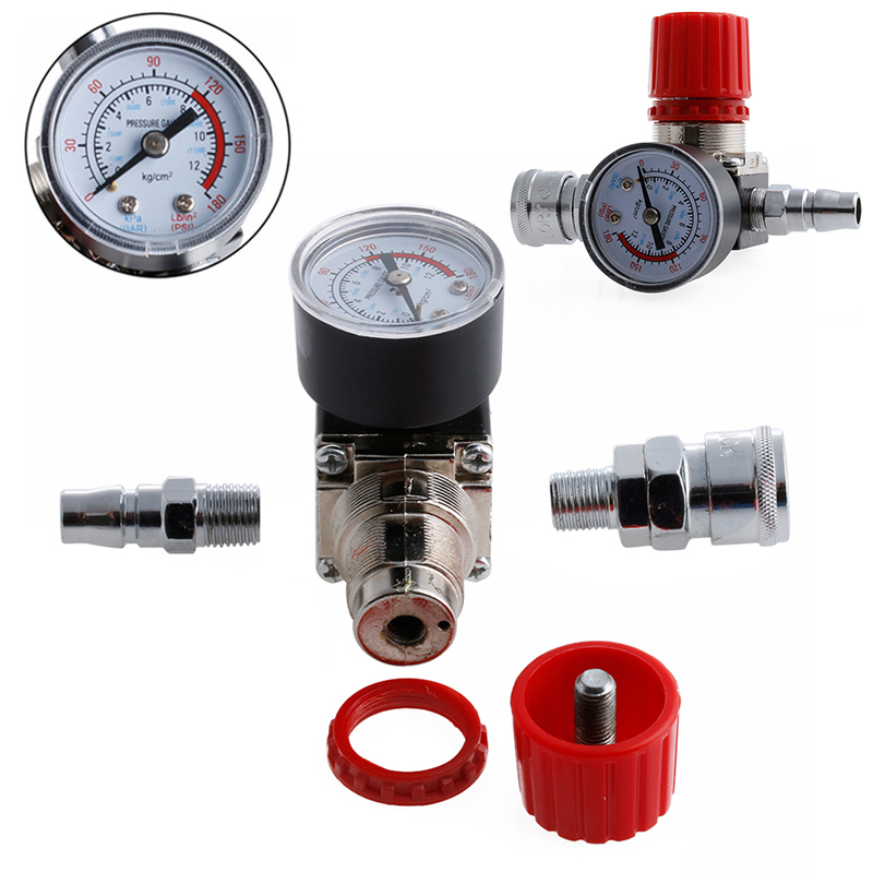 1pc Air Compressor Valve 1/4" 180PSI Air Compressor Regulator Pressure Switch Control Valve with Gauges