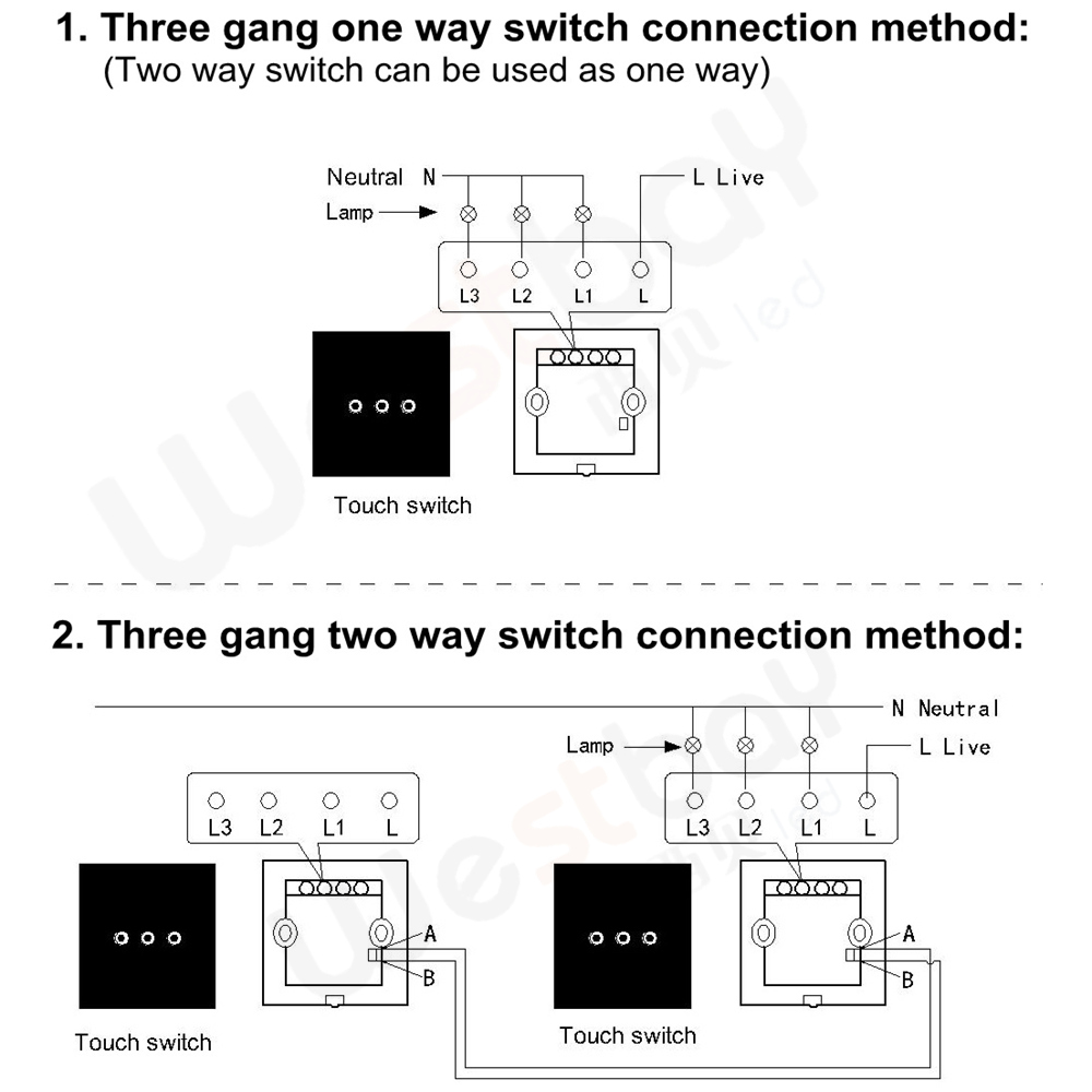 3gang swtich connection method logo