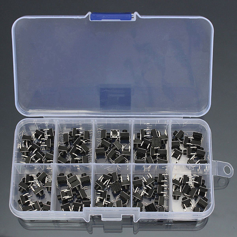 100pcs 4Pin Micro Tactile Push Button Switch Momentary Miniature Tact Pushbutton Switches 6x6x5mm