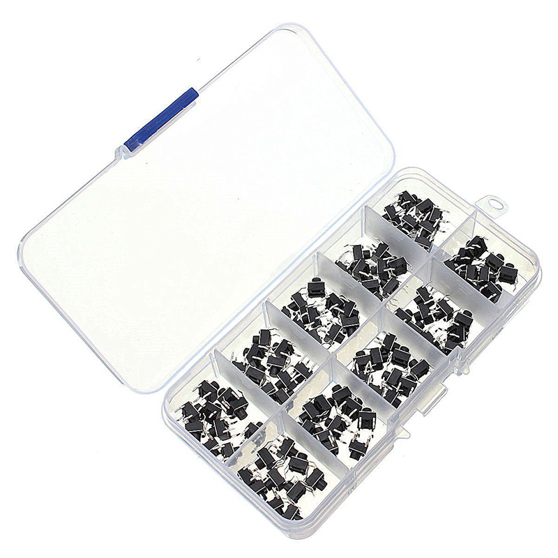 100pcs 4Pin Micro Tactile Push Button Switch Momentary Miniature Tact Pushbutton Switches 6x6x5mm