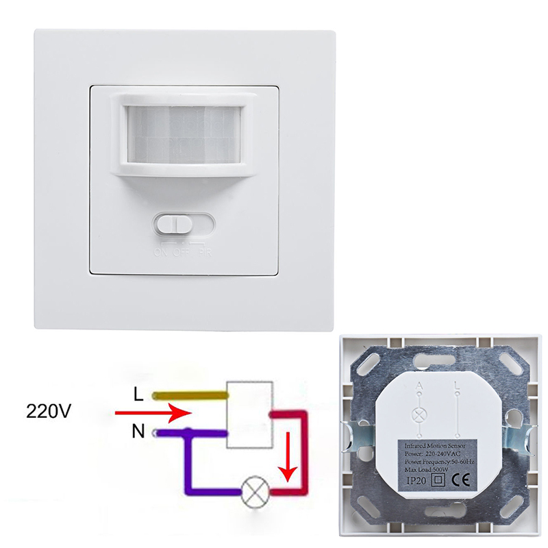 Mayitr AC 220V Infrared PIR Motion Sensor Recessed Wall Lamp Bulb Switch Motion Sensor Switch for LED Light