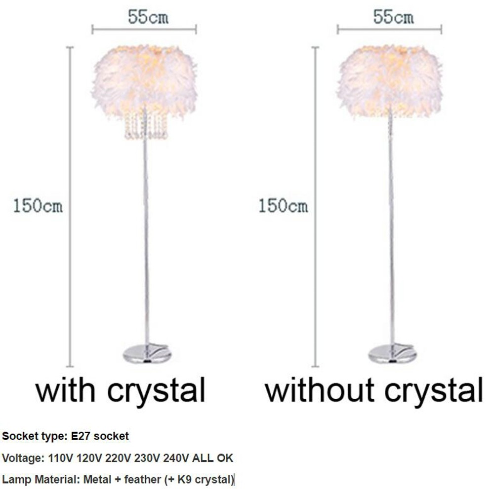 New-store-promotion-home-family-hotel-decoration-with-feather-shade-LED-floor-light-crystal-floor-lamp