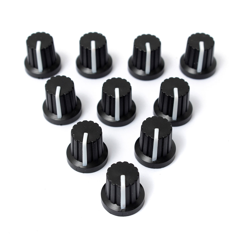 10pcs Black Potentiometer Knob Caps Plastic For 6mm Shaft Hole Plastic Volume Control