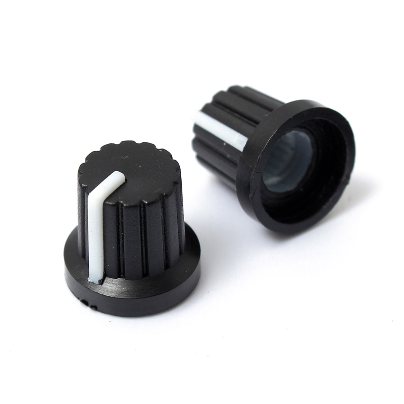 10pcs Black Potentiometer Knob Caps Plastic For 6mm Shaft Hole Plastic Volume Control