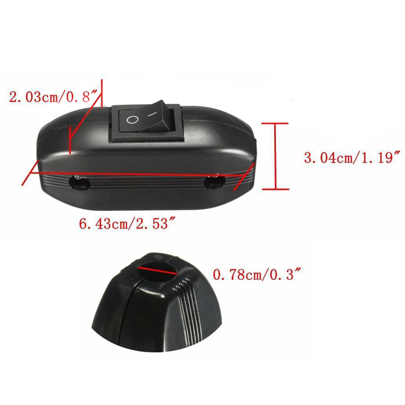 Mayitr In-Line ON/OFF Switch 250V AC/6A 3 Core Cable Controll For Lamp Light Cord Controll Switch Plastic