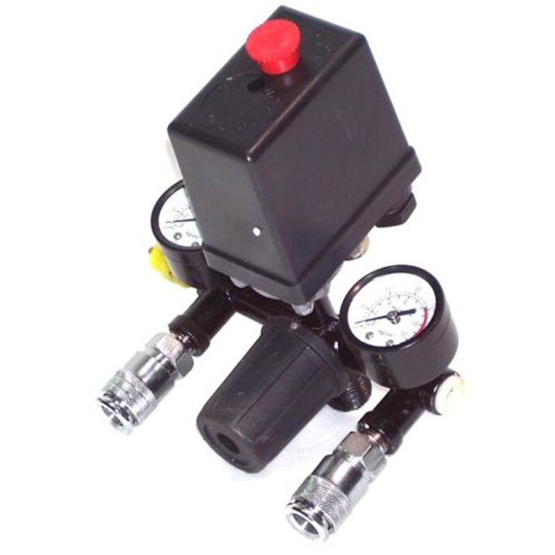 Heavy Duty Air Regulator Compressor Pressure Control Switch Valve with Pressure Monitor 90-120PSI 8.8 Bar AC230V