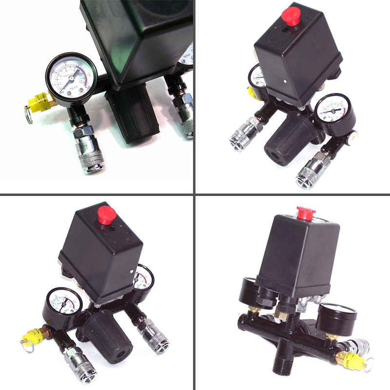 Heavy Duty Air Regulator Compressor Pressure Control Switch Valve with Pressure Monitor 90-120PSI 8.8 Bar AC230V