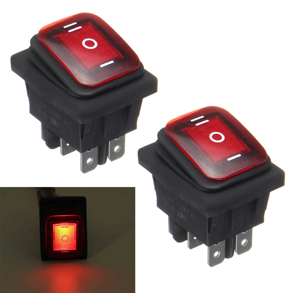 1pc/2pcs Durable Rocker Toggle Switch Mayitr On-Off-On 6 Pins 12V DC Car Boat Automobiles Waterproof LED Latching Switches