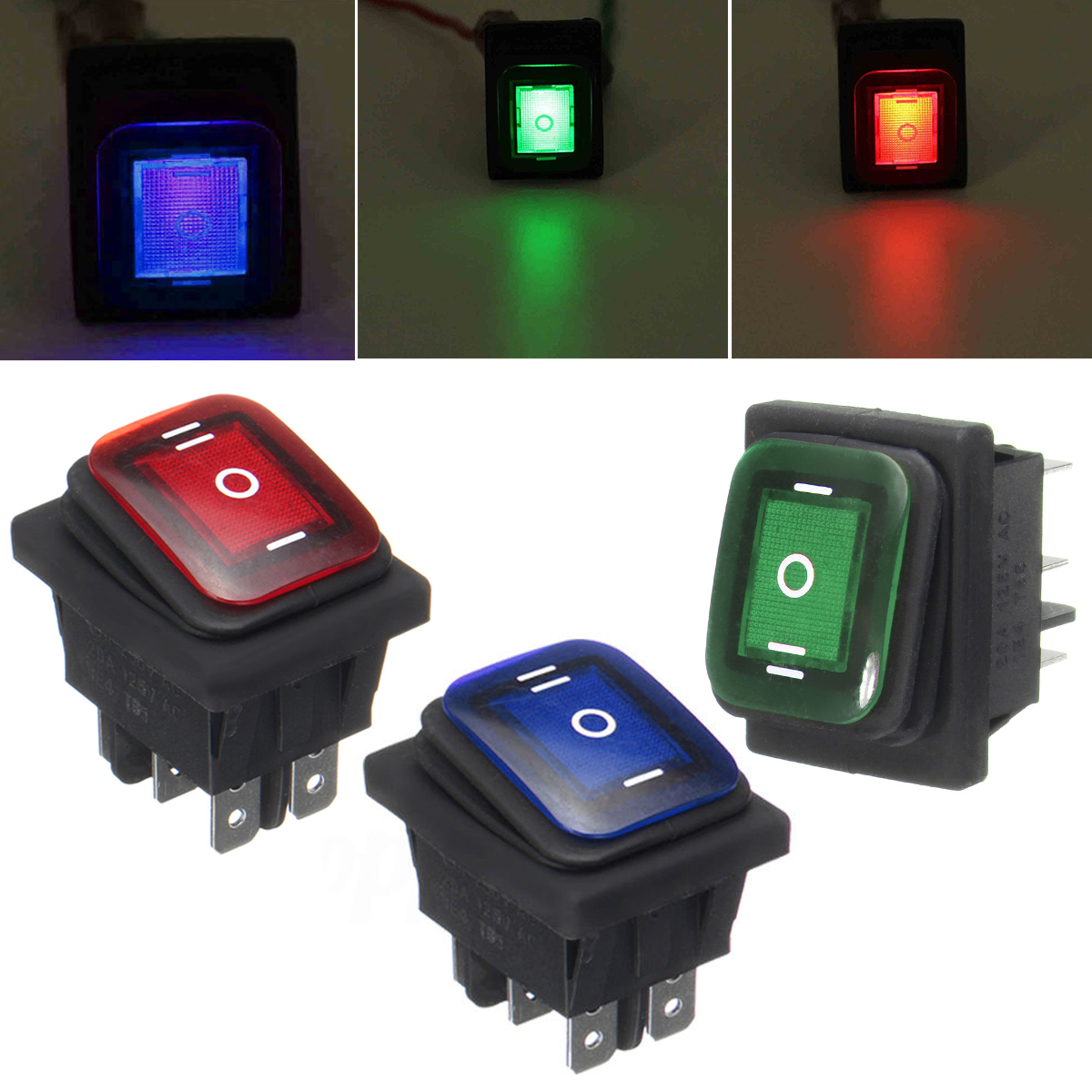 1pc/2pcs Durable Rocker Toggle Switch Mayitr On-Off-On 6 Pins 12V DC Car Boat Automobiles Waterproof LED Latching Switches