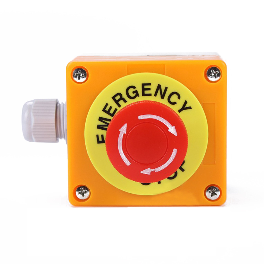 Red Sign Emergency Stop Push Button Mushroom Cap Waterproof Emergency Stop Push Button Switch NO+NC AC660V/10A