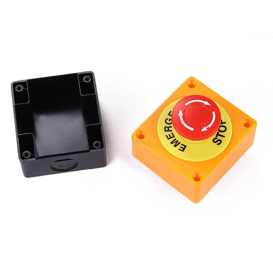 Red Sign Emergency Stop Push Button Mushroom Cap Waterproof Emergency Stop Push Button Switch NO+NC AC660V/10A