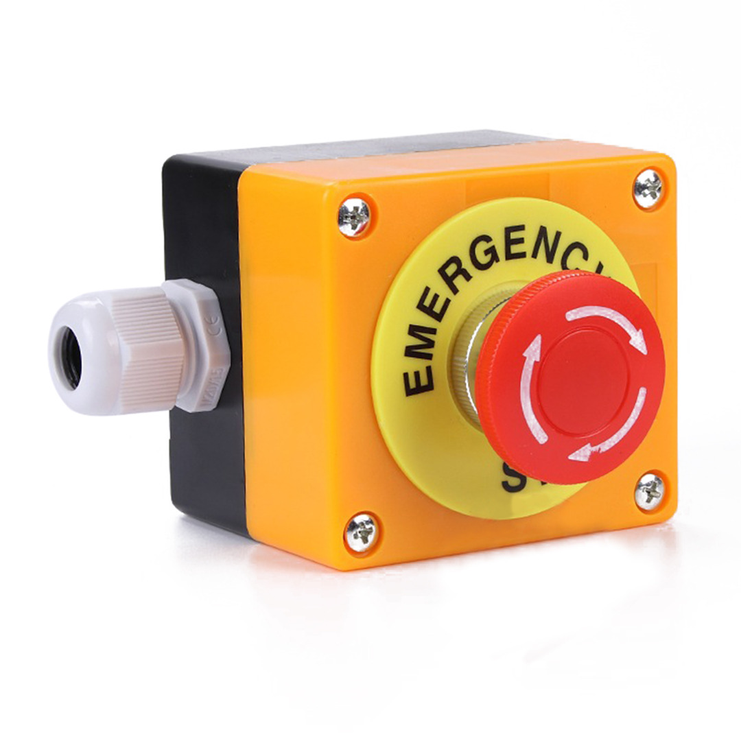 Red Sign Emergency Stop Push Button Mushroom Cap Waterproof Emergency Stop Push Button Switch NO+NC AC660V/10A