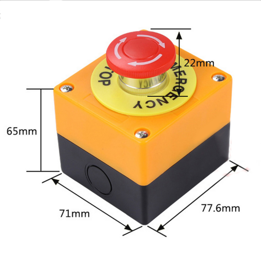 Red Sign Emergency Stop Push Button Mushroom Cap Waterproof Emergency Stop Push Button Switch NO+NC AC660V/10A