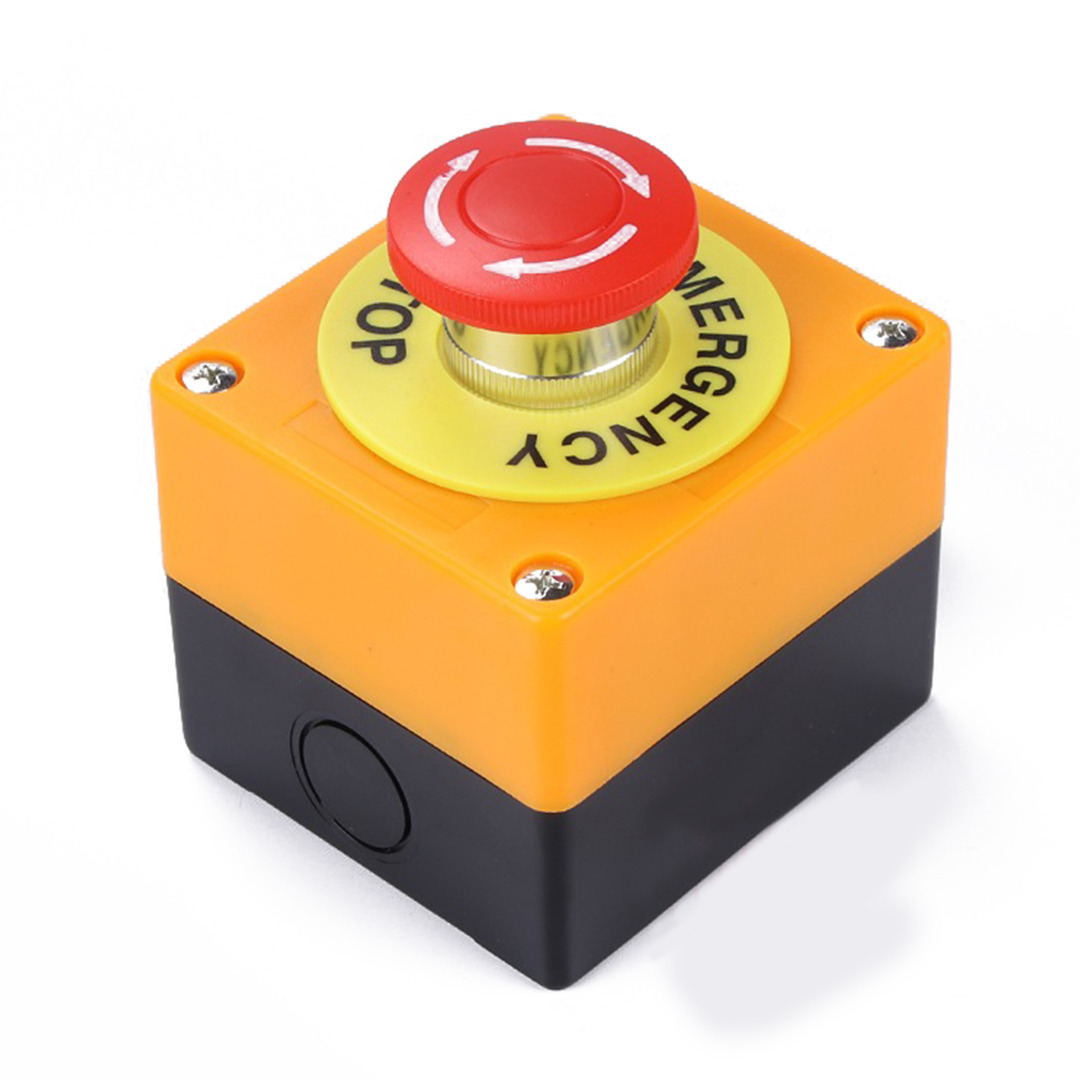 Red Sign Emergency Stop Push Button Mushroom Cap Waterproof Emergency Stop Push Button Switch NO+NC AC660V/10A