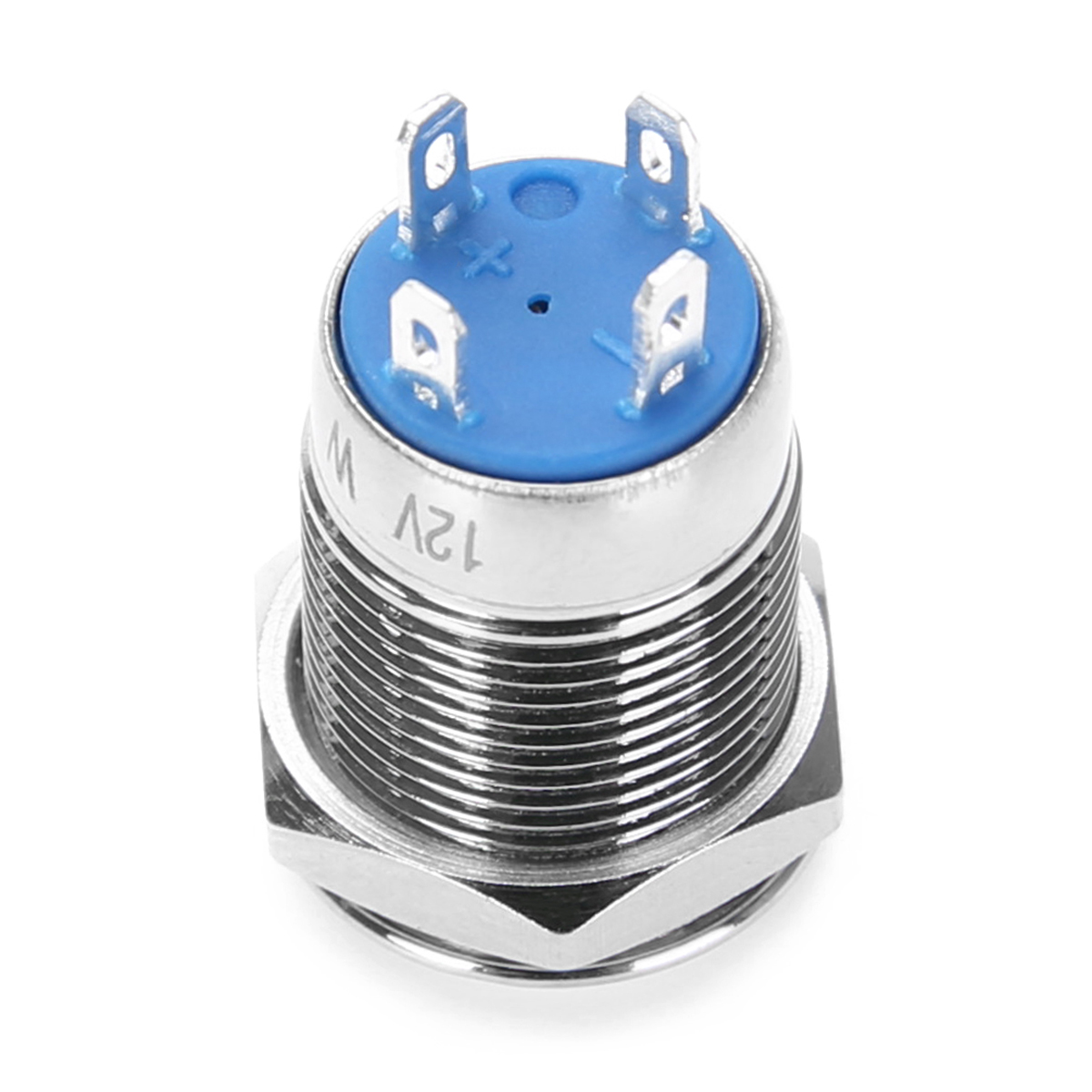 1pc Durable Silver Push Button Switch 4 Pin 12mm Mayitr Waterproof Mini Led Light Metal Momentary Switches for Outdoors Use