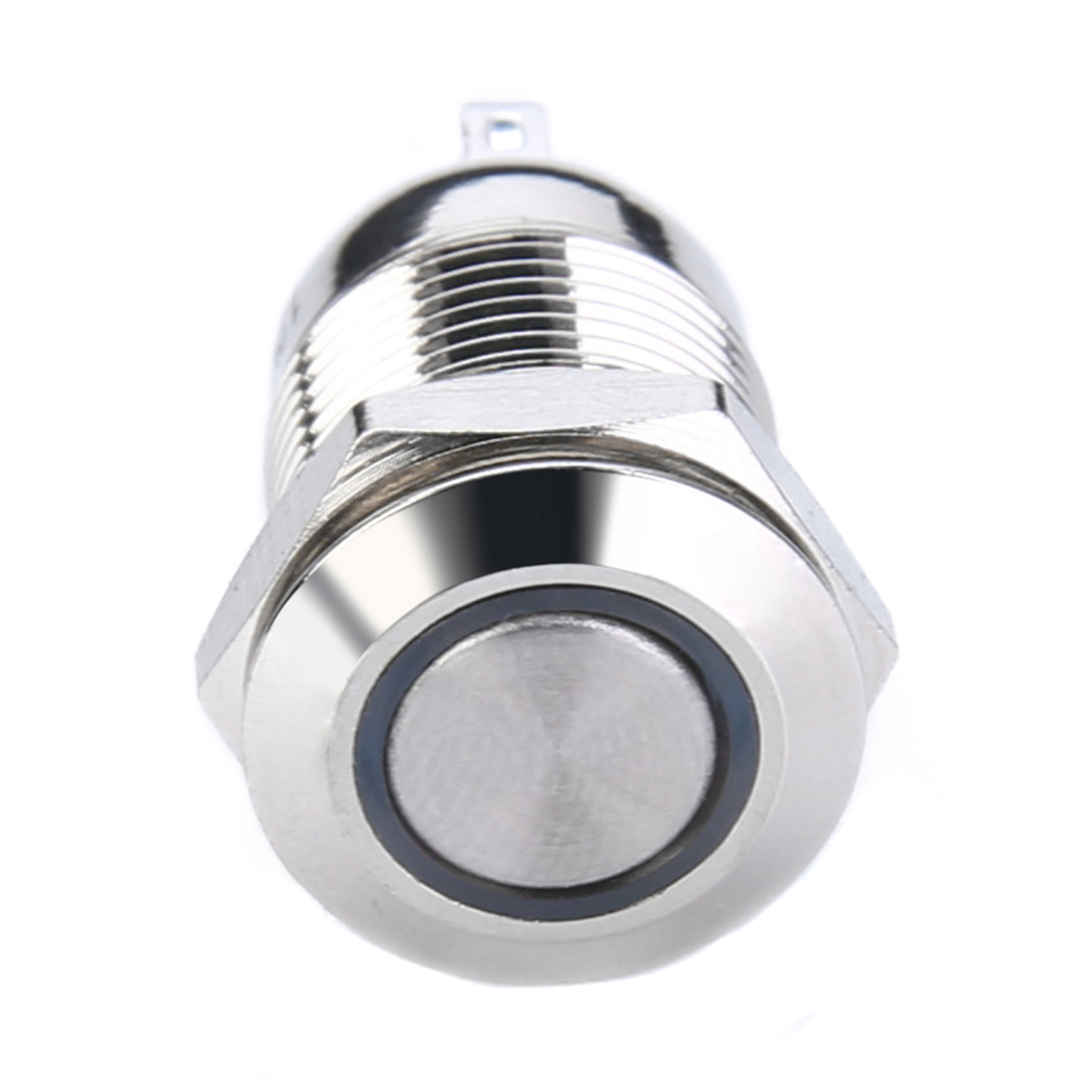 1pc Durable Silver Push Button Switch 4 Pin 12mm Mayitr Waterproof Mini Led Light Metal Momentary Switches for Outdoors Use