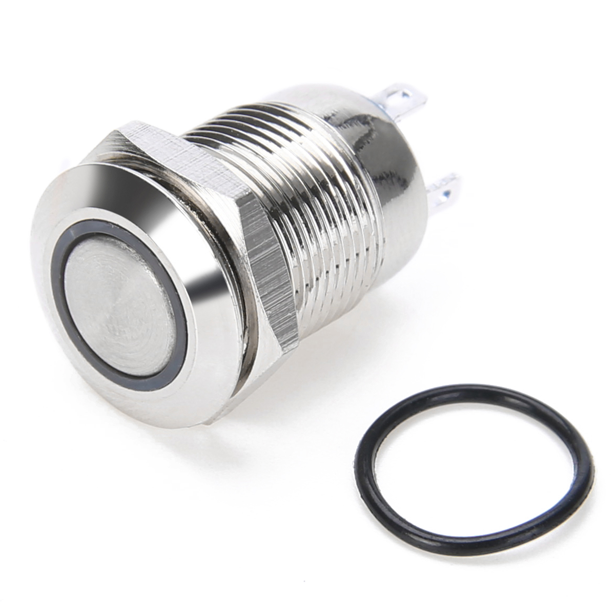 1pc Durable Silver Push Button Switch 4 Pin 12mm Mayitr Waterproof Mini Led Light Metal Momentary Switches for Outdoors Use