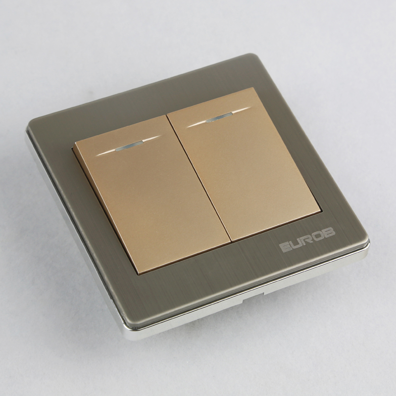 E9 Series Brushed Stainless Steel Gold Wall Switch With fluorescence 2