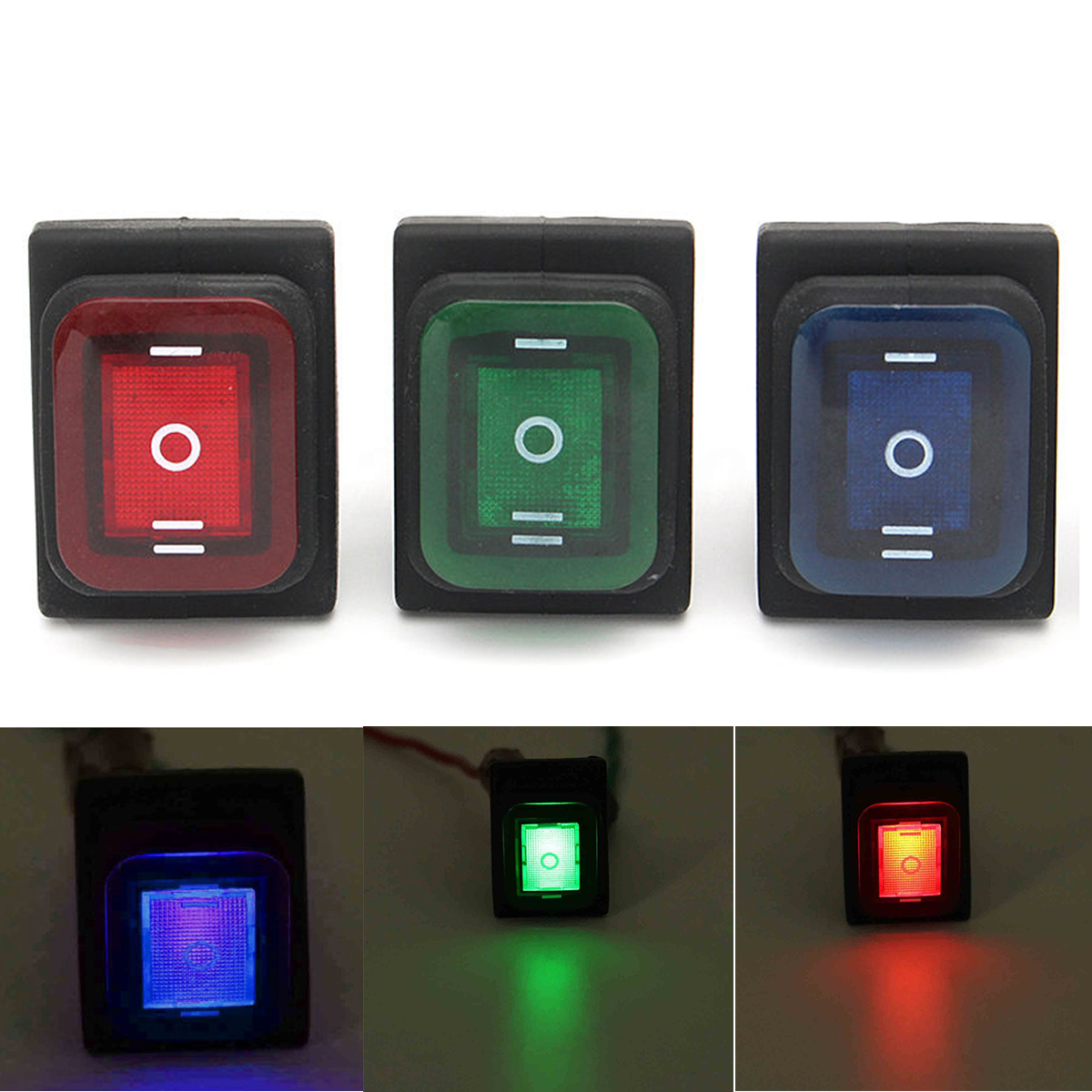 Green / Blue / Red Rocker Power Switch On-Off-On 6 Pin 12V DC Mayitr Car Boat LED Latching Waterproof Toggle Switches