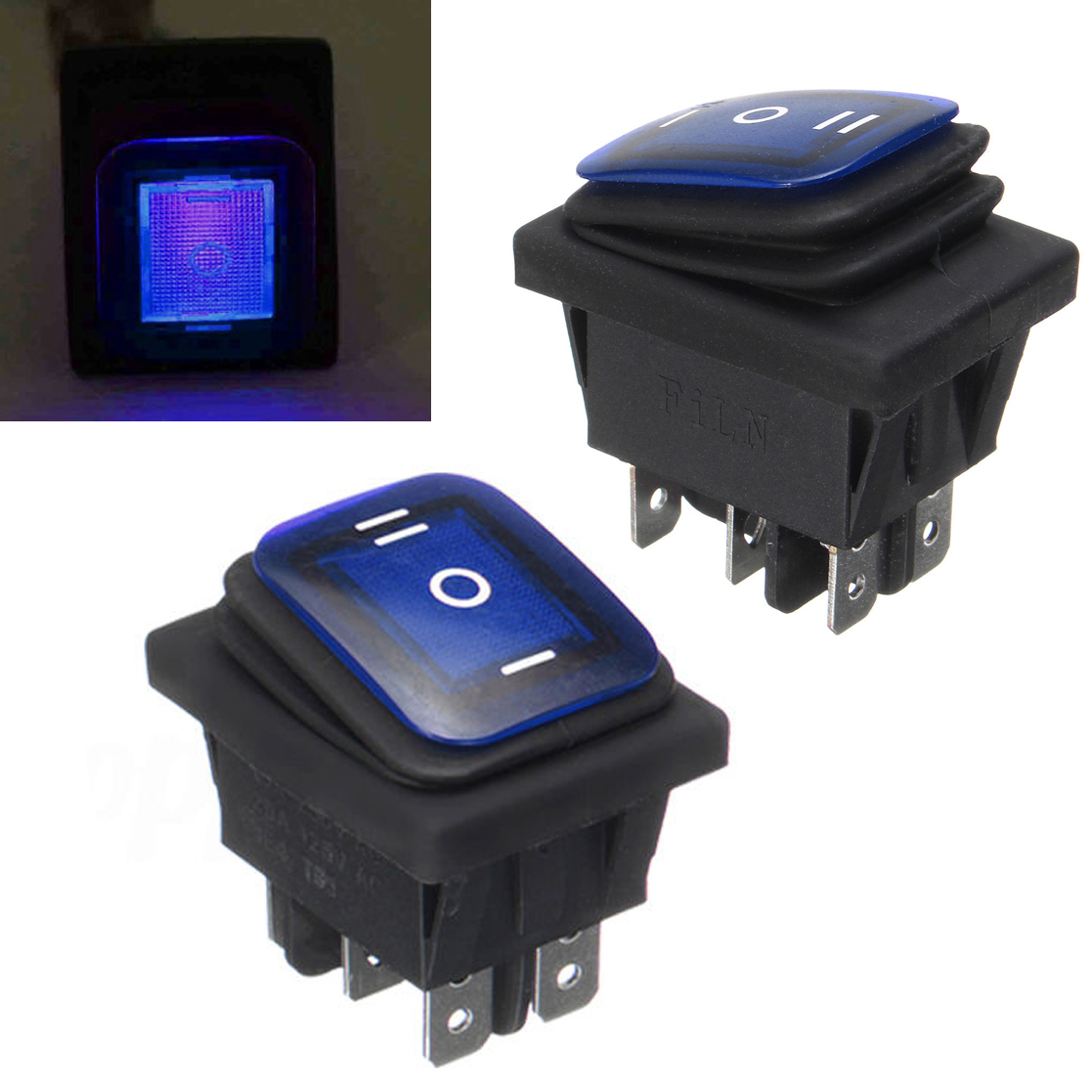 Green / Blue / Red Rocker Power Switch On-Off-On 6 Pin 12V DC Mayitr Car Boat LED Latching Waterproof Toggle Switches