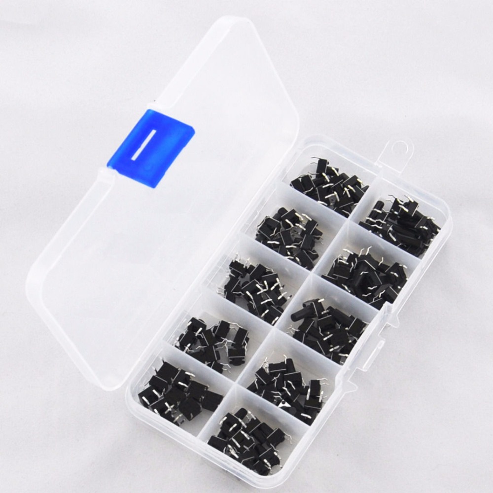 100Pcs 6x6mm Dip Through-Hole 4pin Tactile Push Button Switch Momentary Tact Kit.