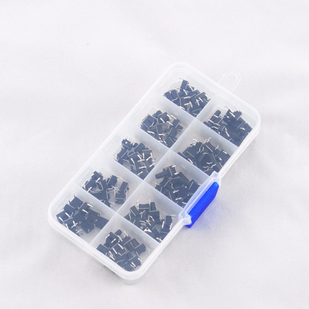 100Pcs 6x6mm Dip Through-Hole 4pin Tactile Push Button Switch Momentary Tact Ki