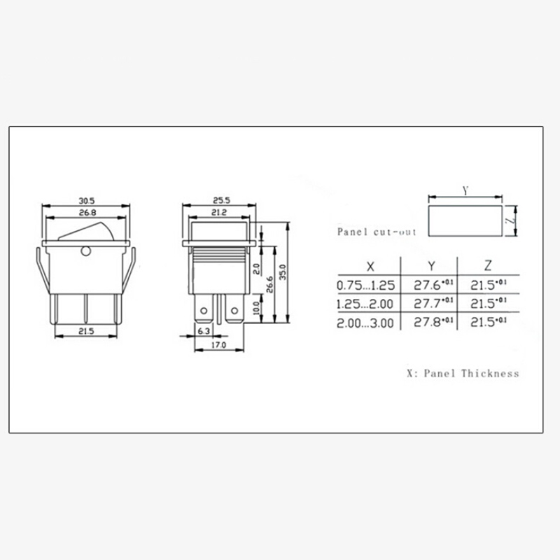 5pcs Red Illuminated Light Rocker Switch with 4 Pin ON/OFF 2 Position 16A/250V 20A/125V KCD4-201