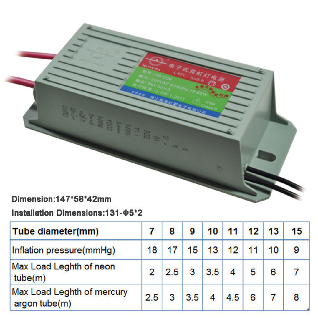 1pc HB-CO6 Neon Electronic Transformer Waterproof Neon Power Supply Rectifier 6KV 60W 30mA