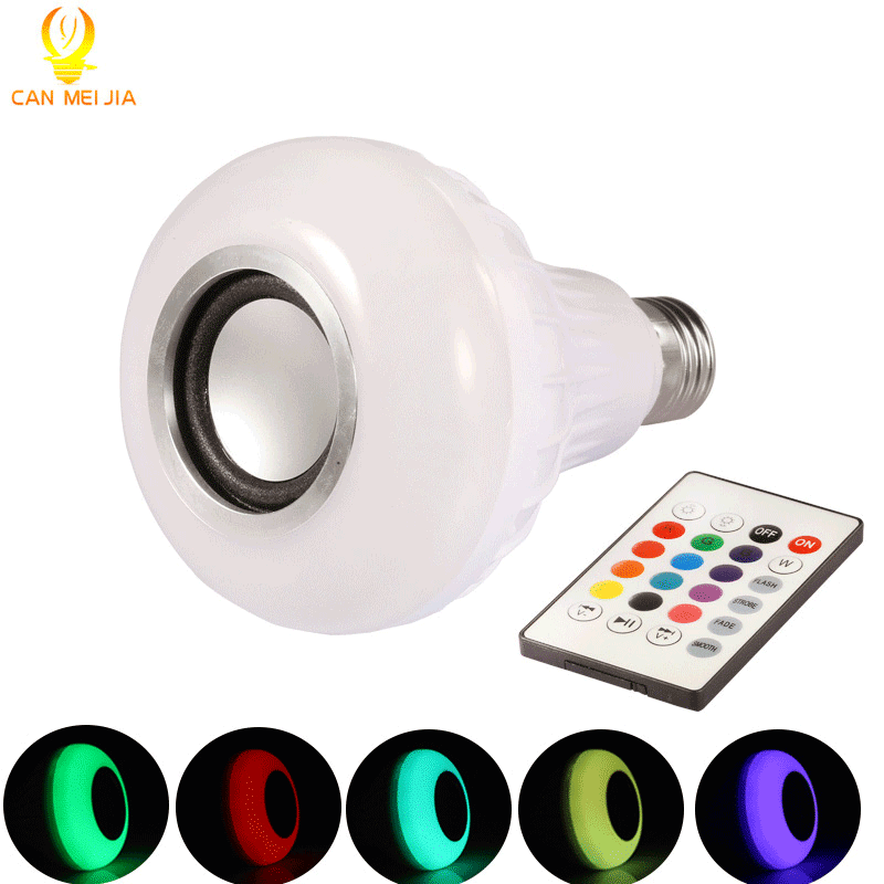 LED Wireless Bluetooth Bulb Light Speaker 12W RGB Smart Music Play Lamp+Remote K