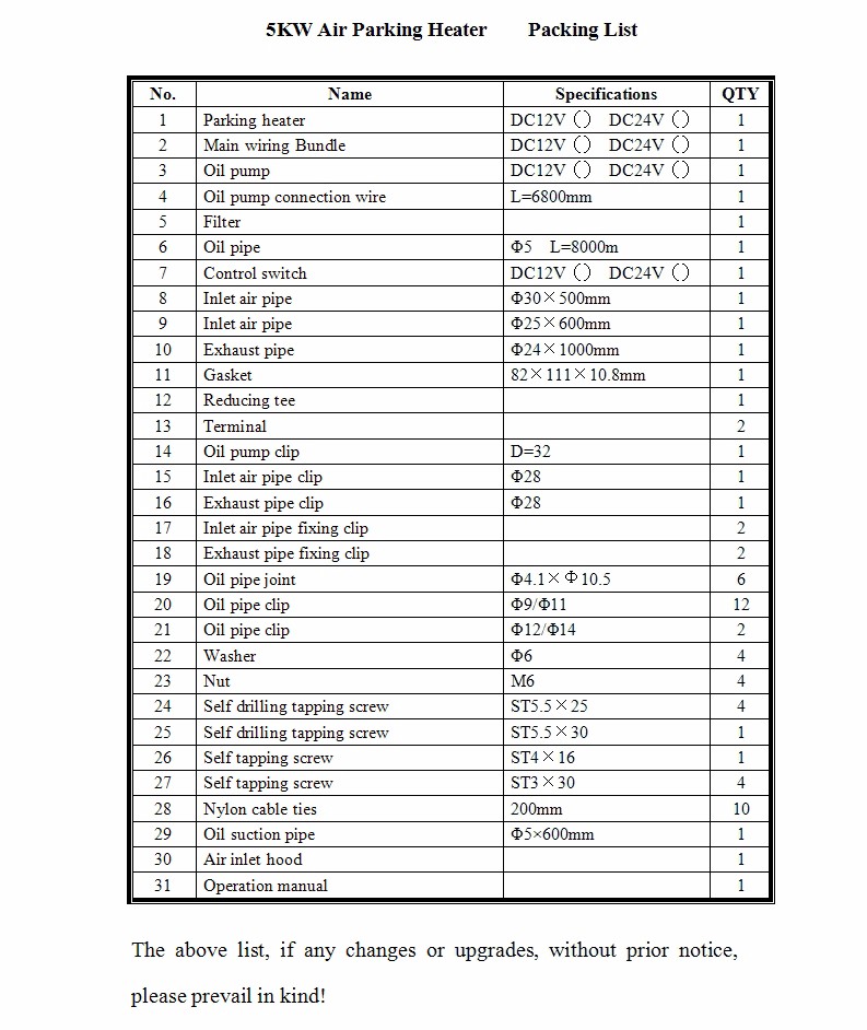 5kw list air